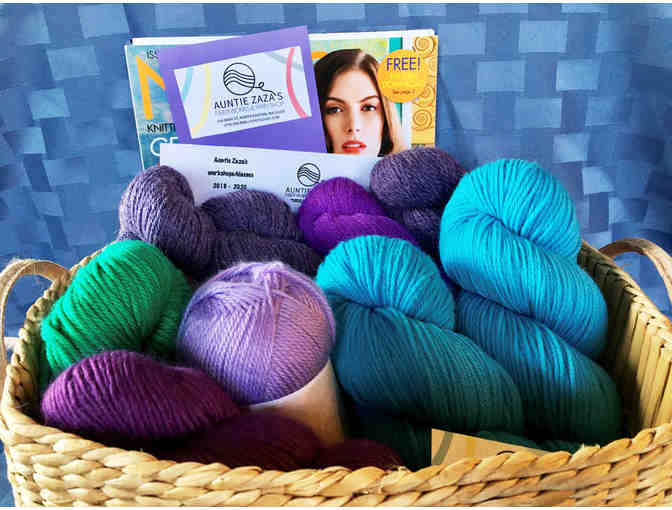 Yarn Basket, patterns, and knitting magazine from Auntie Zaza's Fiber Works