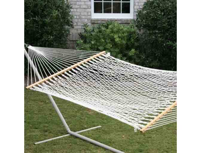 Hatteras White Polyester Rope Hammock from the Pool Place