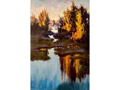 "Cedars at Sunset" Pastel Painting by Allison Krajcik