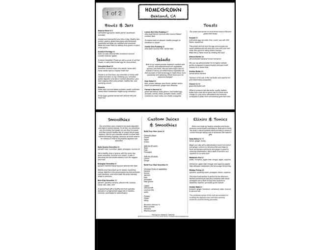 $50 Gift Certificate to Homegrown Oakland