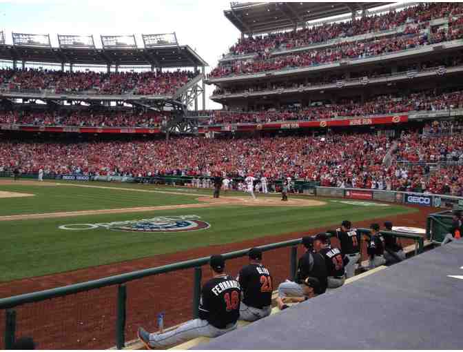 2 Tickets to Nationals 2018 game; Front row, behind visitor's dugout - Photo 1