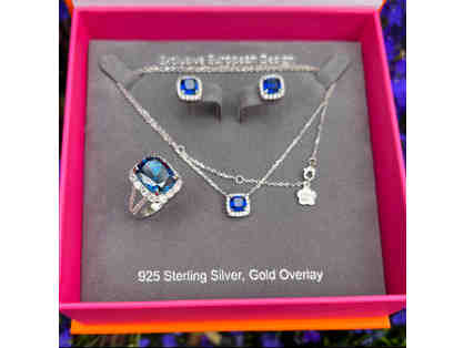 MODERN SAPPHIRES Set of 3 (Necklace, Earrings & Ring Size 7)