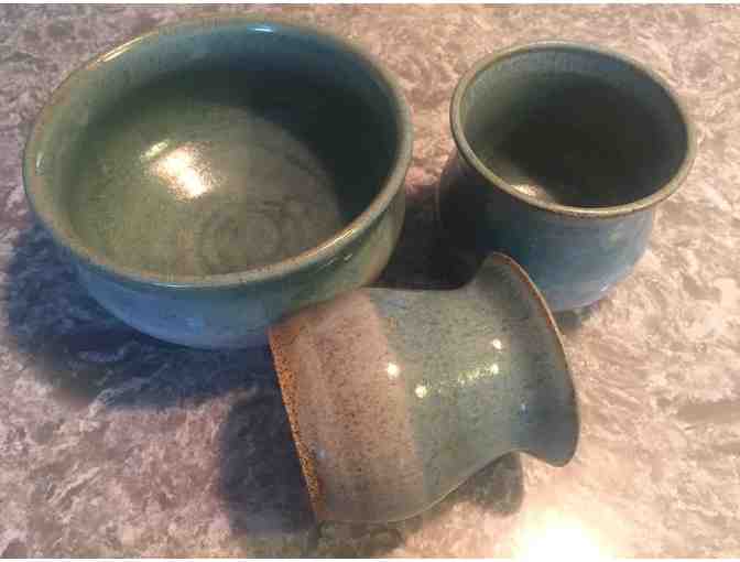Set of 3 rustic stoneware pieces