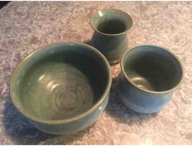 Set of 3 rustic stoneware pieces