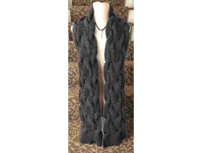 Hand Knitted Reverse Gray Cable Scarf and Coordinating Headband