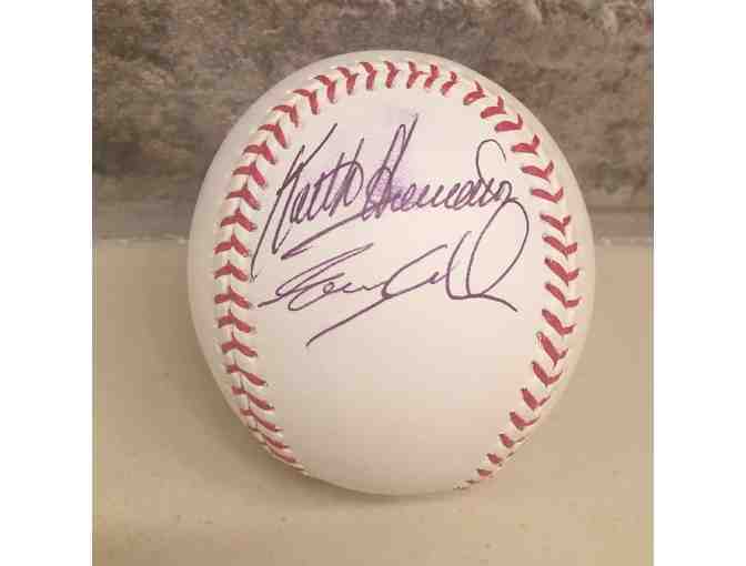 Baseball signed by Jerry Seinfeld, Keith Hernandez, Ron Darling and Gary Cohen