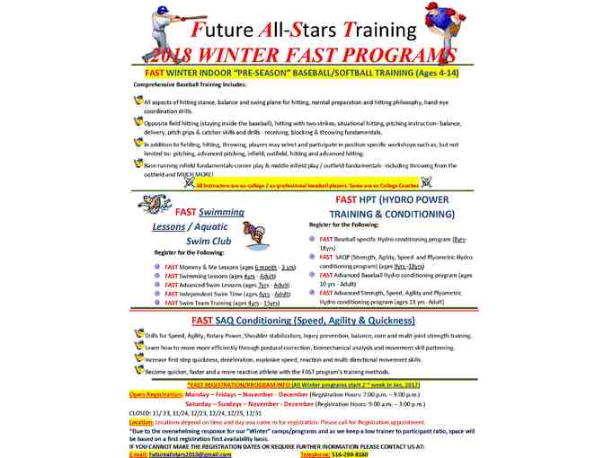 F.A.S.T. Professional Baseball Training - 3 Training Sessions