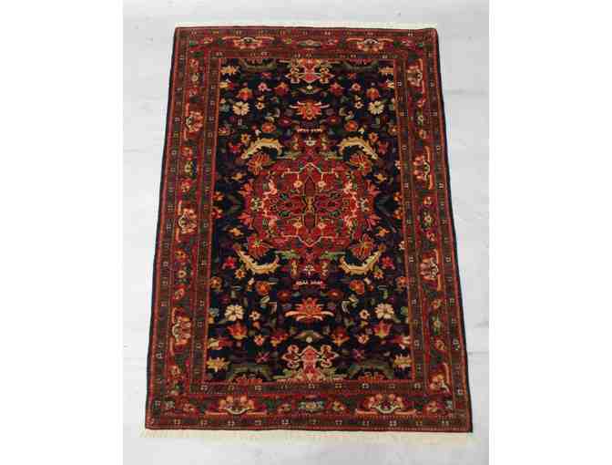 Persian Ferreghen (Navy/Red)  3.8 x 5. 2 woven in Iran by ethnic Persians