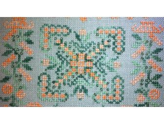 'How Does Your Garden Grow' matted and framed counted cross with beads