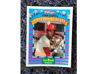 Signed baseball with collector's card by Lou Brock St. Louis Cardinals, Hall of Fame