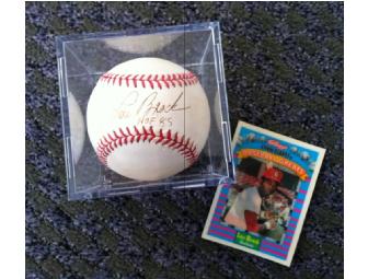 Signed baseball with collector's card by Lou Brock St. Louis Cardinals, Hall of Fame