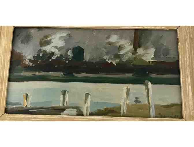 Oil Painting - R.R. Junction with Charles River from Cambridge, by Donald Carlisle Greason