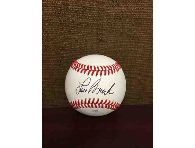 ST. LOUIS CARDINALS LOU BROCK AUTOGRAPHED BASEBALL AND PICTURE