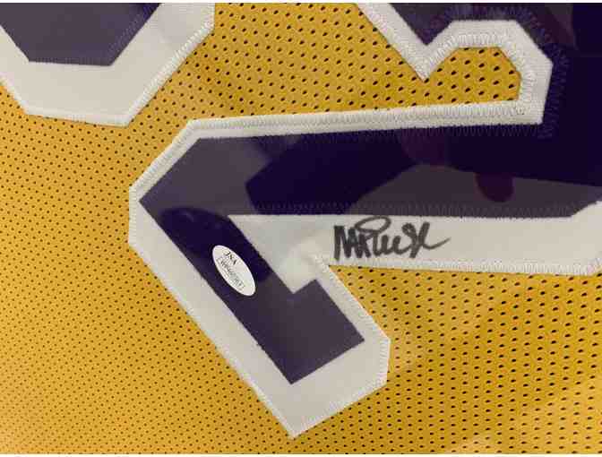 Magic Johnson autographed framed matted LA jersey