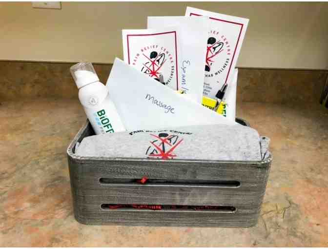 Pain Relief Centre Basket featuring Massage, X-ray, Exam, and Treatment Gift Certificate