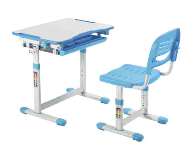 Blue Conquer Kids Desk and Chair Set donated by Vilano Bikes
