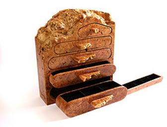 Unique Wooden Jewelry Case with a secret drawer