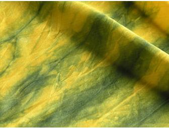 Green and Gold Arashi Shibori Scarf