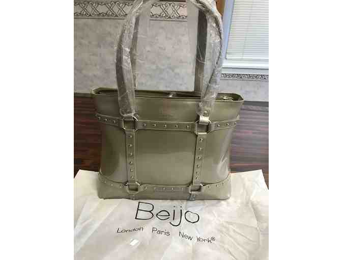 Beijo of London Paris New York Pearly Shimmer Beige Patent Leather Diaper Bag - Photo 1