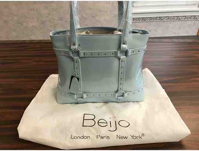 Beijo of London Paris New York Light Blue Patent Leather Diaper Bag - Photo 1