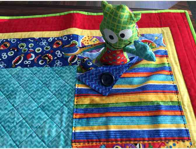 Hand Made Child's Quilt with matching Monster Toy - Photo 2