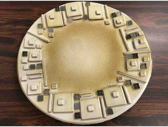 Decorative Plate Made by Local Artist in Shades of Gold, White, & Grey - Photo 1