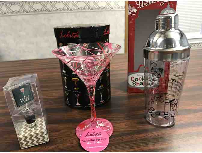 Classy Cocktail Set includes Martini Glass, Shaker, & Bottle Stop - Photo 1