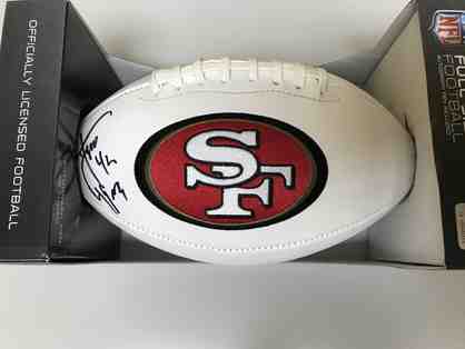 Autographed San Francisco 49ers Commemorative Football by Ronnie Lott