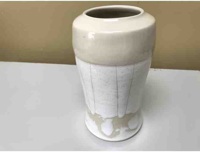 9.5" Cream & White Glazed Ceramic Vase - Photo 1