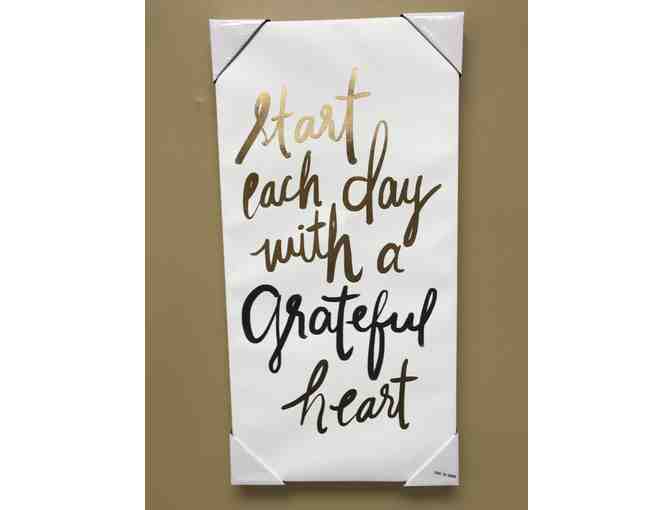 Canvas With Quote " Start Each Day With a Grateful Heart" Size 12" X 24" - Photo 1