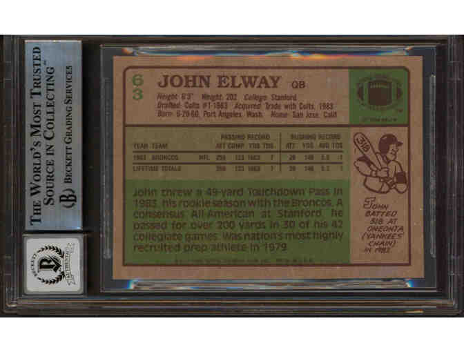 Enjoy John Elway Signed 1984 Topps #63 RC (BGS)