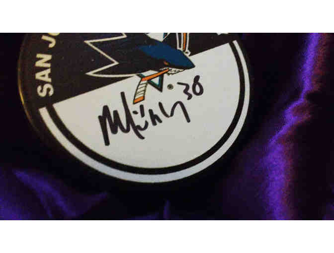 Autographed #38 Micheal Healy Puck (San Jose Sharks)