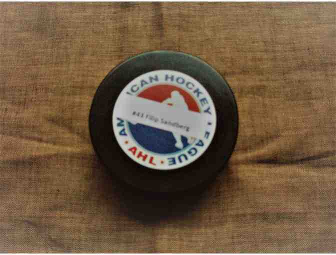Autographed Puck from San Jose Barracuda's Filip Sandberg