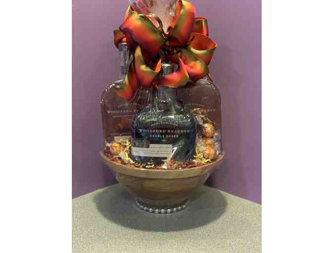 Basket of Woodford Bourbons signed by Master Distiller