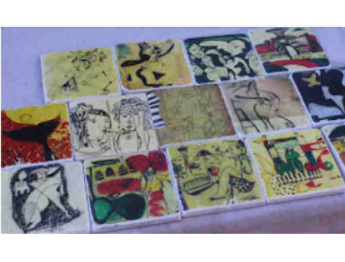 Set of Handcrafted Art Tiles by Artist Leonardo Lanzolla