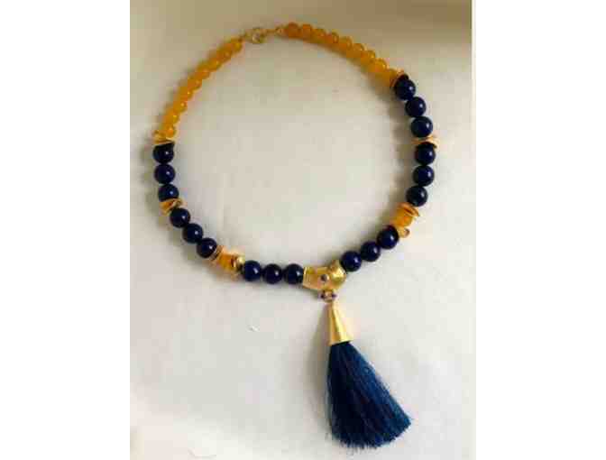 Lapis and Yellow Jade Necklace from Oya - Elegant Gemstone Jewelry