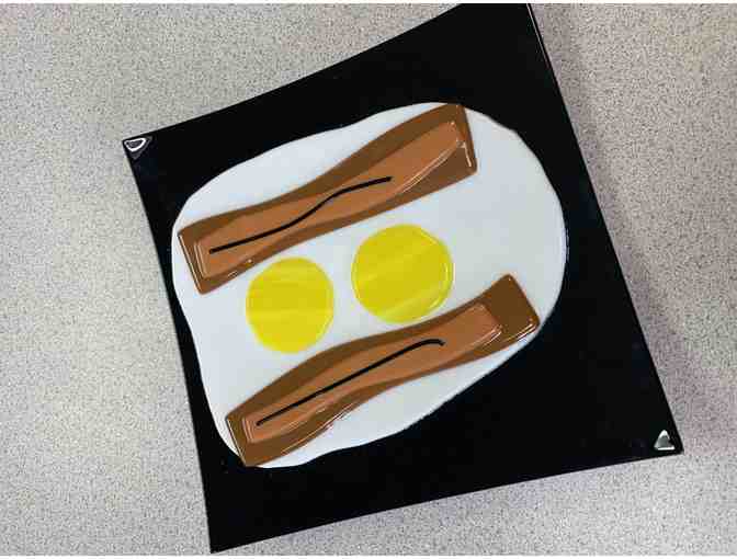 Bacon and Eggs Glass Plate - Photo 1