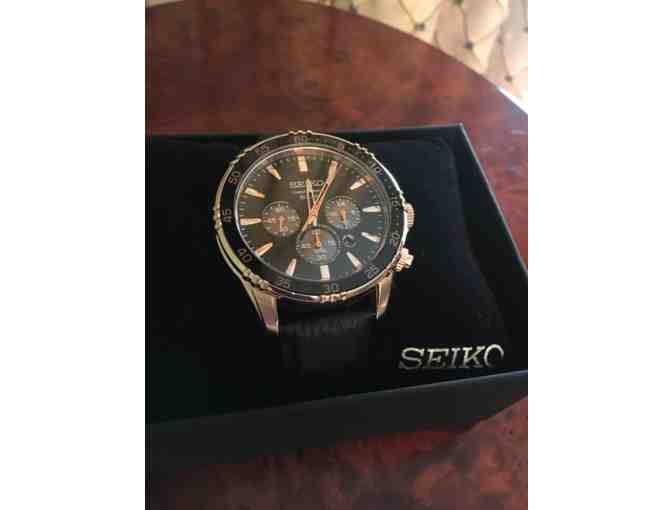 Seiko Men's Chronograph Black & Gold Solar Watch