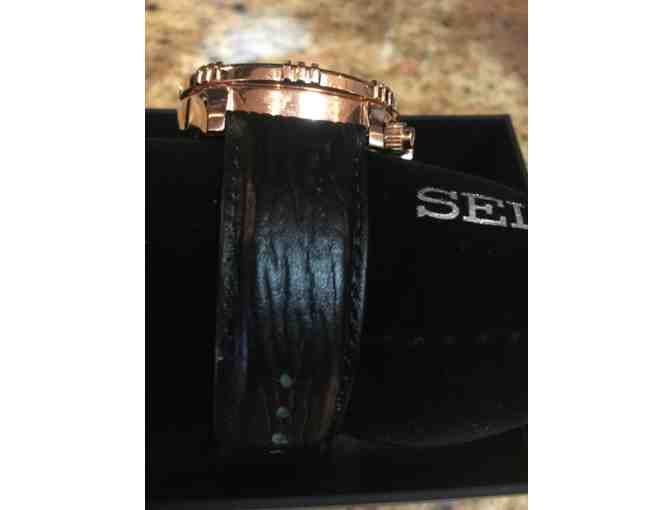 Seiko Men's Chronograph Black & Gold Solar Watch