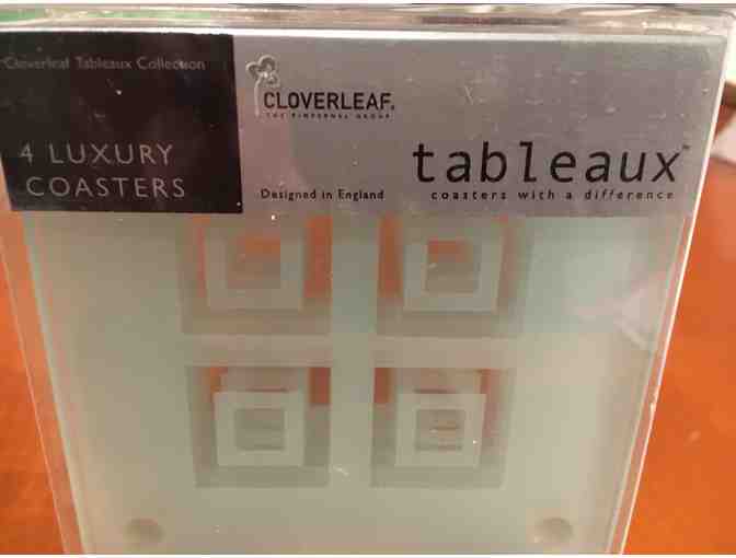 Four Luxury Glass Coasters Set by Cloverleaf/The Pimpernel Group
