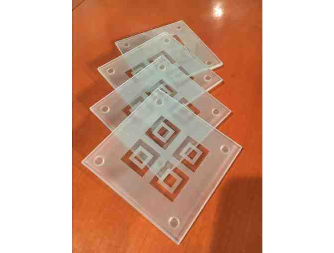 Four Luxury Glass Coasters Set by Cloverleaf/The Pimpernel Group