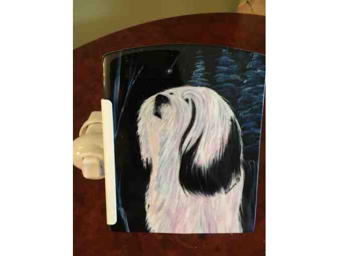Glass Art Long-Haired Dog Night Light