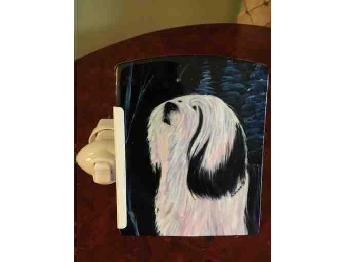 Glass Art Long-Haired Dog Night Light