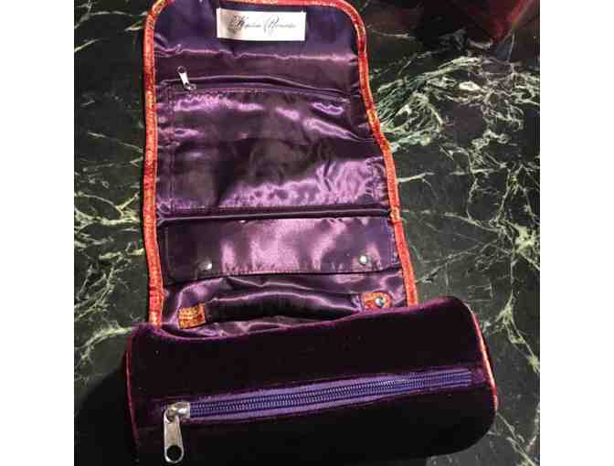 'Hopeless Romantic' Purple Velvet Accessories Roll-up Travel Bag