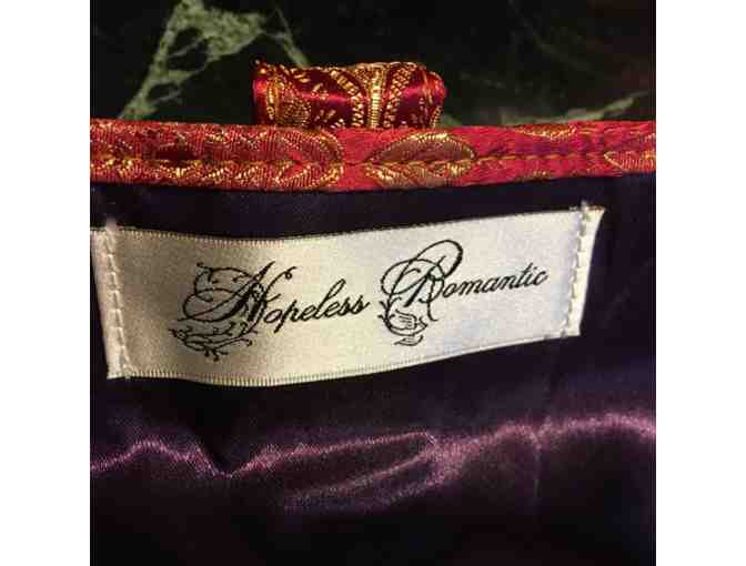 'Hopeless Romantic' Purple Velvet Accessories Roll-up Travel Bag