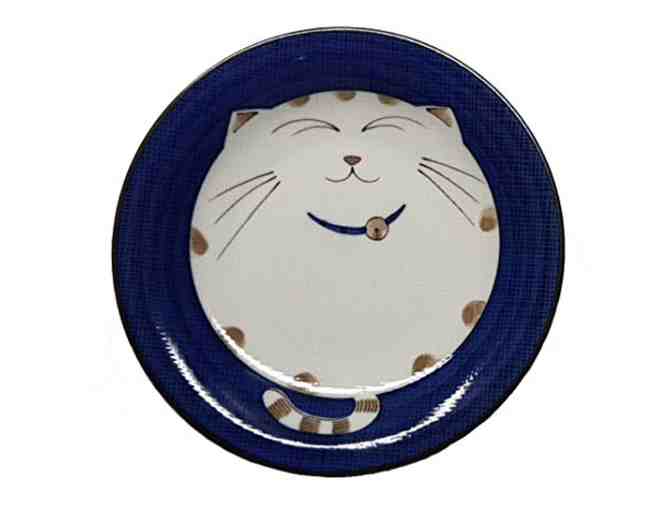Four Japanese Porcelain Bowls with Maneki Meko 'Smiling Lucky Cat' Design