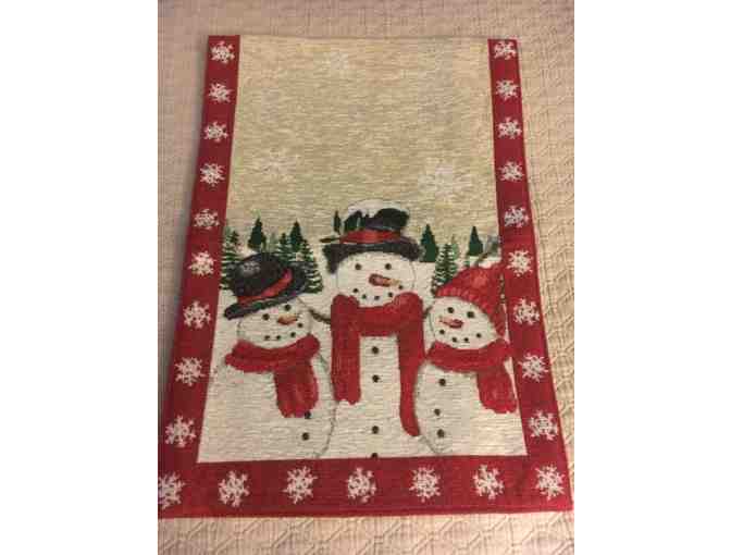 Christmas Snowmen Tapestry Table Runner by St. Nicholas Square