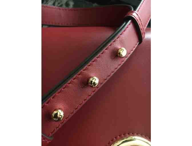 Michael Kors Red Leather Delfina Shoulder Saddlebag