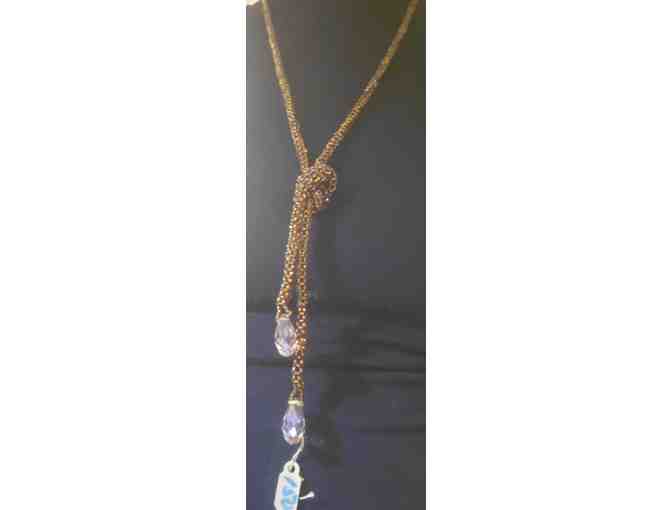 Beautiful Lariat Featuring Deep Copper Color Glass Seed Beads with Austrian Crystals - Photo 9