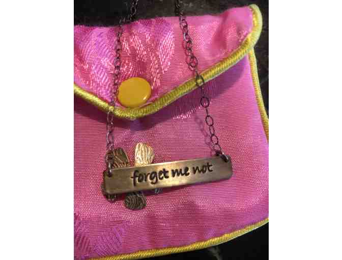 Forget Me Not Silver Chain Necklace in a Pretty Pink Pouch